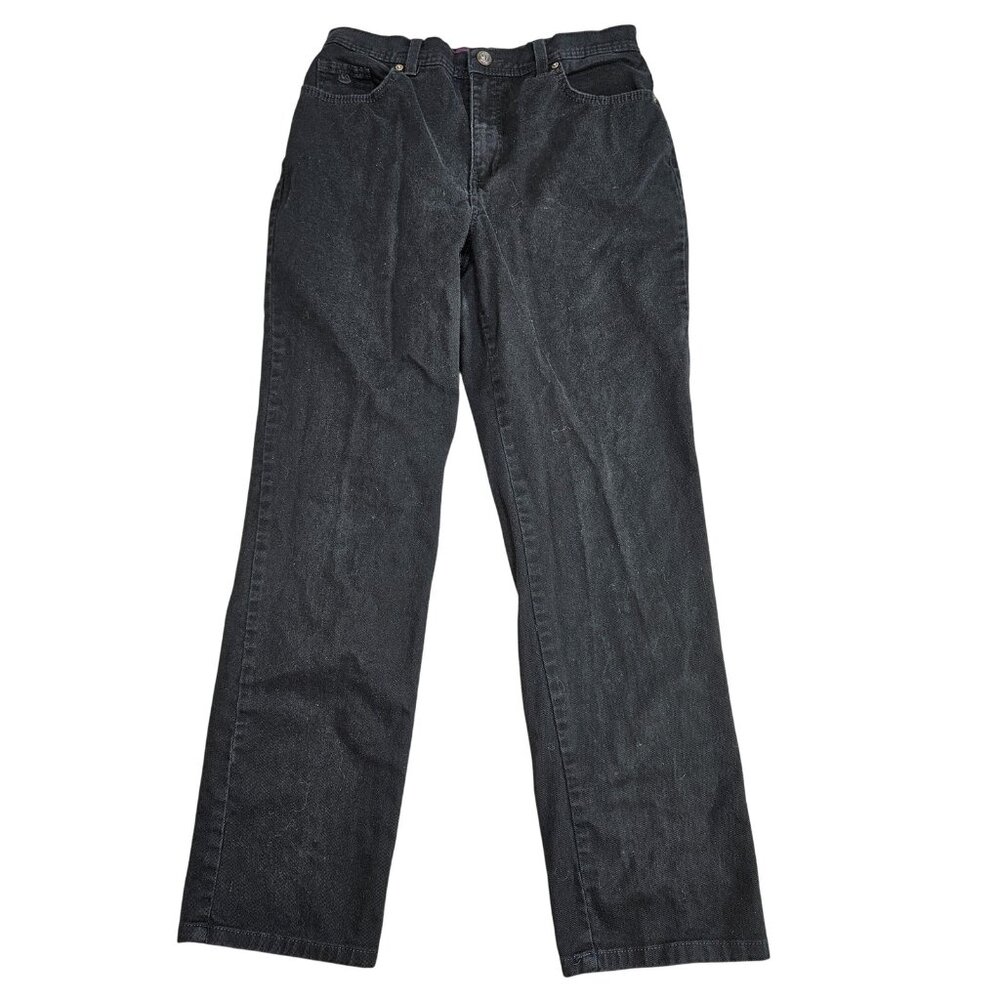 Gloria Vanderbilt Jeans Womens 10 Black Straight Leg Stretch Denim Pants Average
